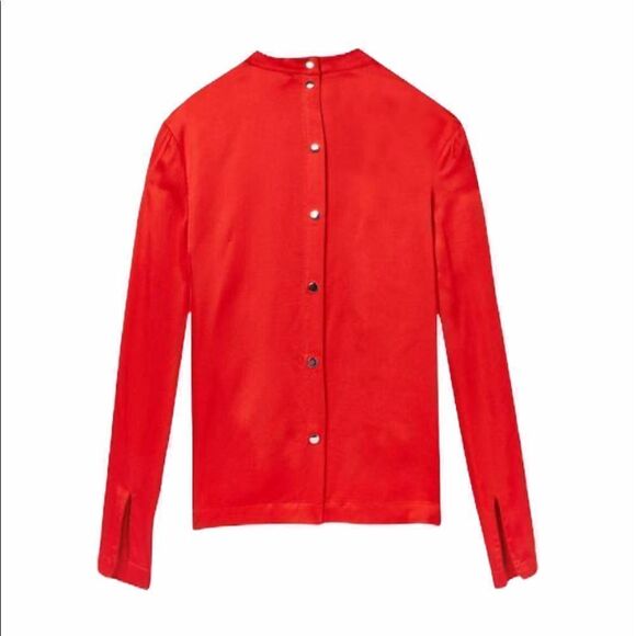 MAISON SCOTCH Red Satin Miscellaneous Reversible Long Sleeve Blouse New Size XS - Picture 5 of 6